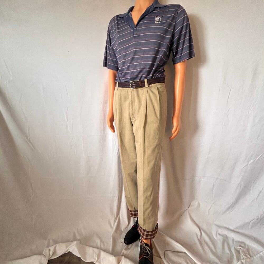 Greg Norman 2 Below Polo Shirt M Blue Striped TPC Sawgrass Golf Polo Performance